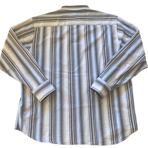 Tommy Bahama Shirt Mens XL Gray Blue Striped Button Up Long Sleeve Silk Blend - Picture 2 of 10